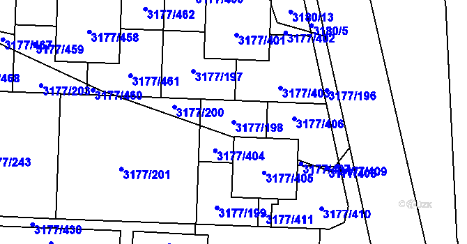 Parcela st. 3177/198 v KÚ Tachov, Katastrální mapa