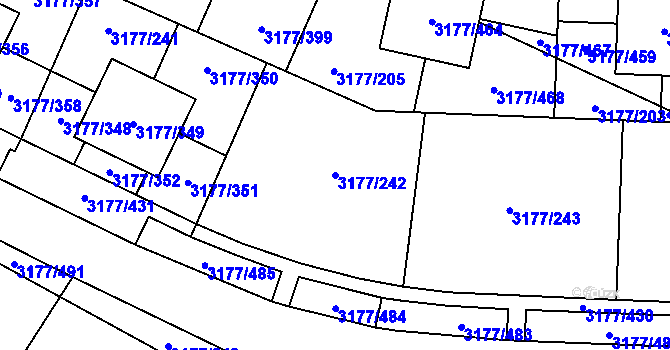 Parcela st. 3177/242 v KÚ Tachov, Katastrální mapa