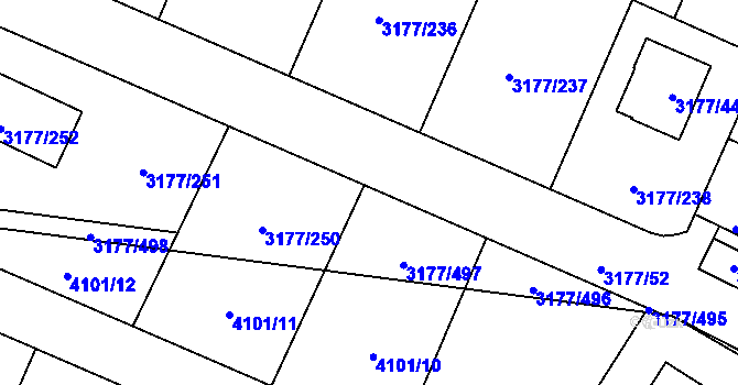 Parcela st. 3177/250 v KÚ Tachov, Katastrální mapa