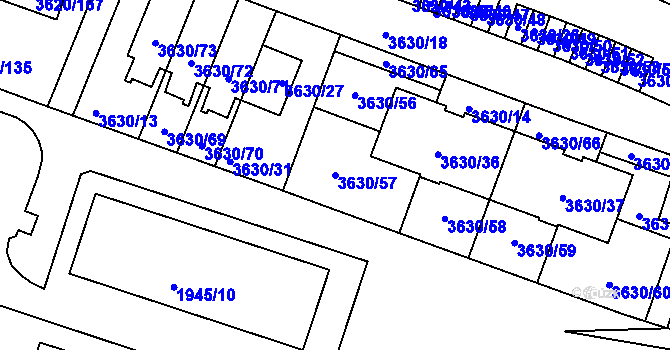 Parcela st. 3630/57 v KÚ Tachov, Katastrální mapa