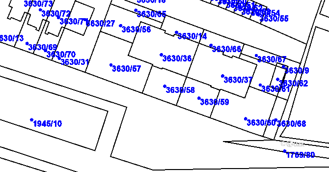 Parcela st. 3630/58 v KÚ Tachov, Katastrální mapa