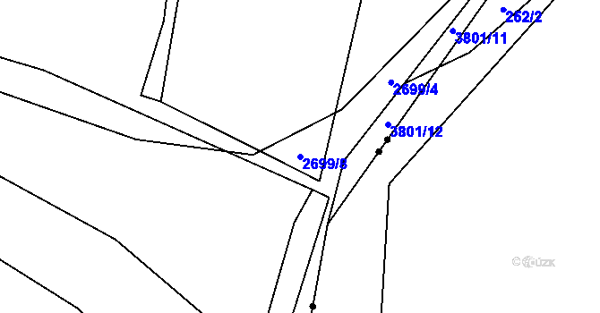 Parcela st. 2699/8 v KÚ Tachov, Katastrální mapa