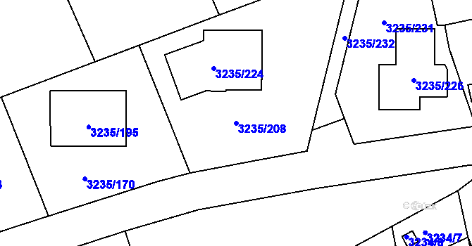 Parcela st. 3235/208 v KÚ Tachov, Katastrální mapa