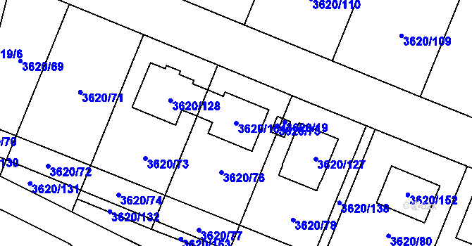 Parcela st. 3620/164 v KÚ Tachov, Katastrální mapa