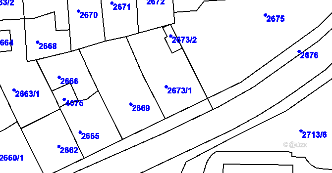 Parcela st. 2673/1 v KÚ Tachov, Katastrální mapa