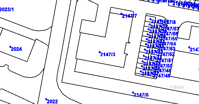 Parcela st. 2147/3 v KÚ Tachov, Katastrální mapa