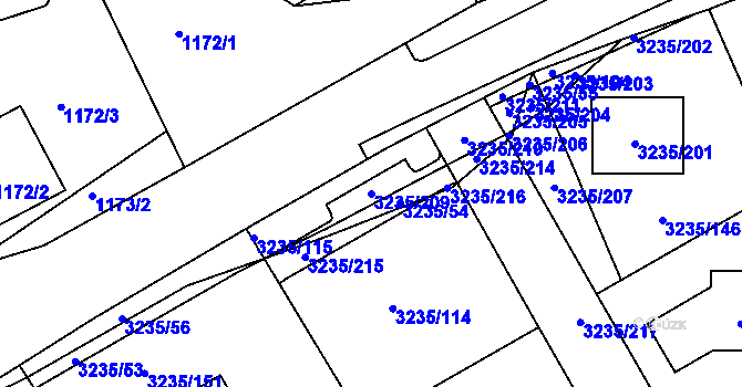 Parcela st. 3235/209 v KÚ Tachov, Katastrální mapa