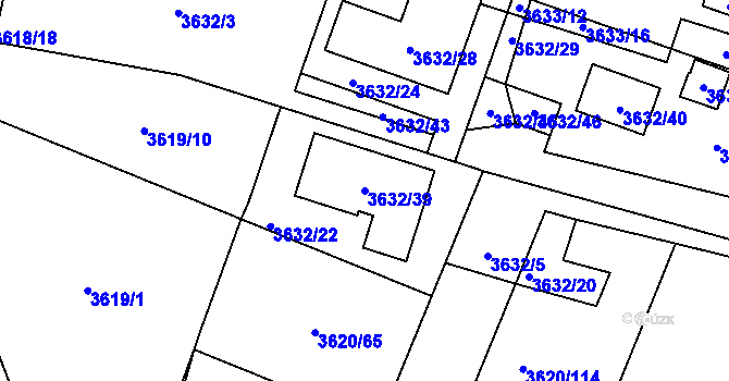 Parcela st. 3632/39 v KÚ Tachov, Katastrální mapa