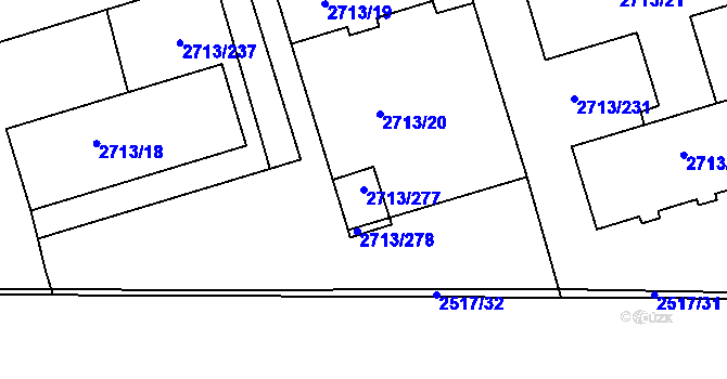 Parcela st. 2713/277 v KÚ Tachov, Katastrální mapa