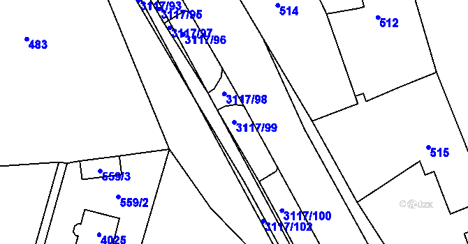 Parcela st. 3117/99 v KÚ Tachov, Katastrální mapa