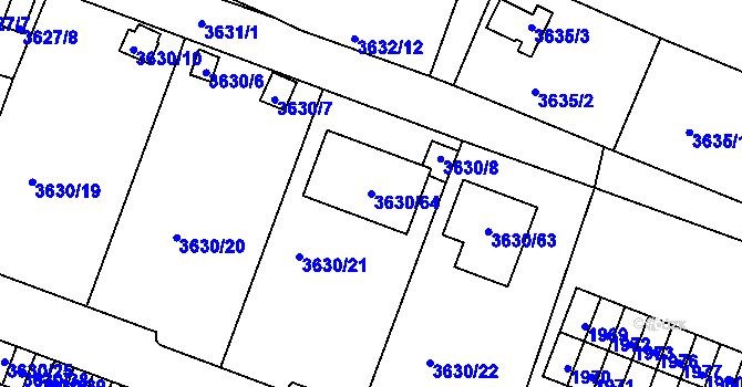 Parcela st. 3630/64 v KÚ Tachov, Katastrální mapa
