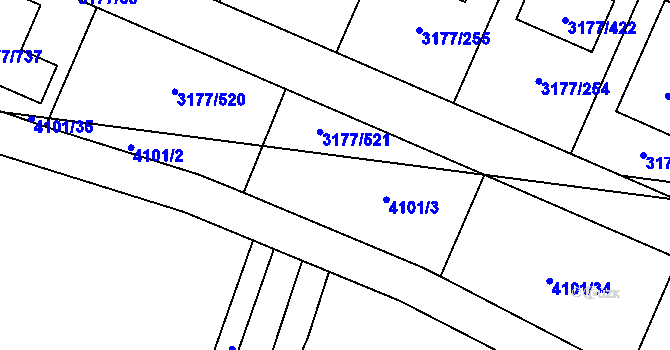 Parcela st. 3177/343 v KÚ Tachov, Katastrální mapa