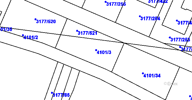 Parcela st. 4101/3 v KÚ Tachov, Katastrální mapa