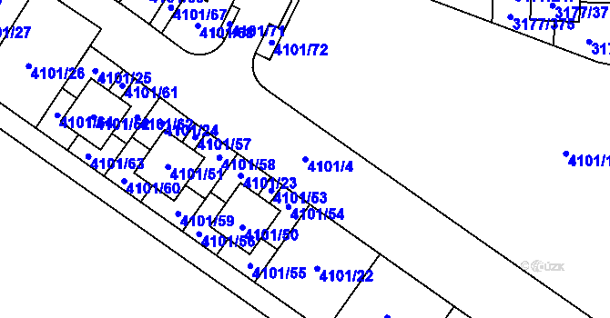 Parcela st. 4101/4 v KÚ Tachov, Katastrální mapa