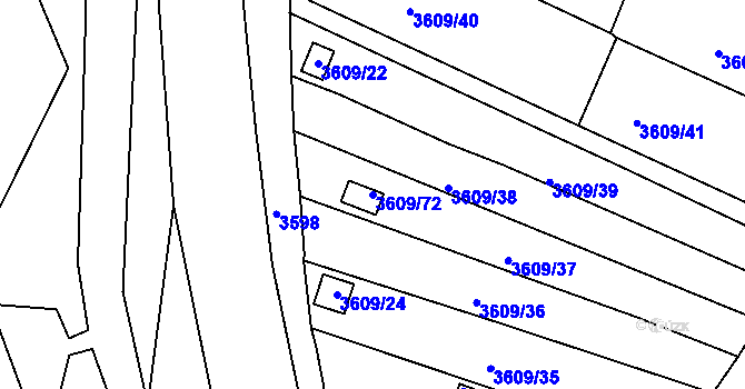 Parcela st. 3609/72 v KÚ Tachov, Katastrální mapa