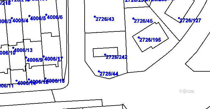Parcela st. 2726/242 v KÚ Tachov, Katastrální mapa