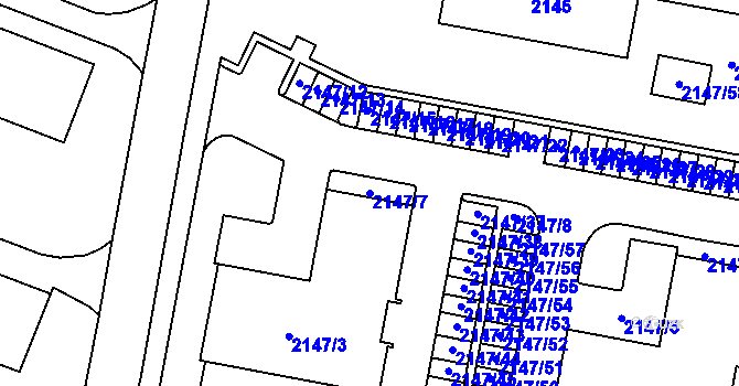 Parcela st. 2147/7 v KÚ Tachov, Katastrální mapa