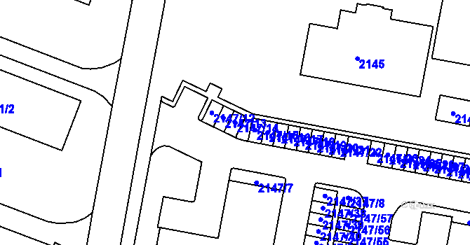 Parcela st. 2147/14 v KÚ Tachov, Katastrální mapa