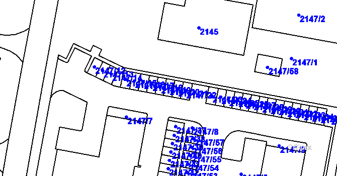 Parcela st. 2147/20 v KÚ Tachov, Katastrální mapa
