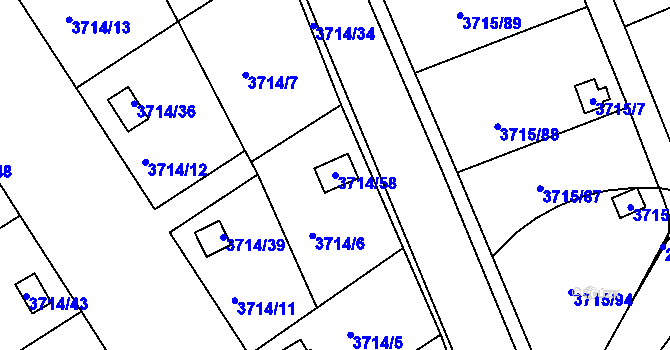 Parcela st. 3714/58 v KÚ Tachov, Katastrální mapa
