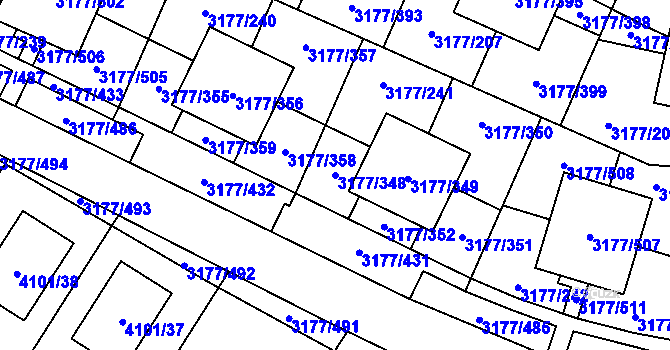 Parcela st. 3177/348 v KÚ Tachov, Katastrální mapa