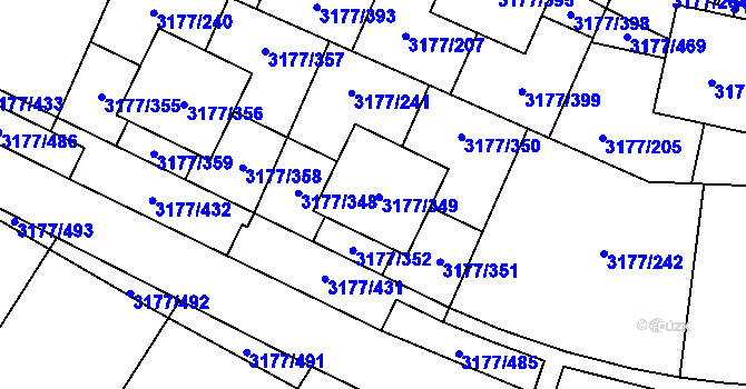 Parcela st. 3177/349 v KÚ Tachov, Katastrální mapa