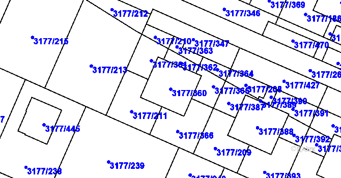 Parcela st. 3177/360 v KÚ Tachov, Katastrální mapa