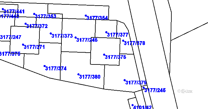 Parcela st. 3177/376 v KÚ Tachov, Katastrální mapa