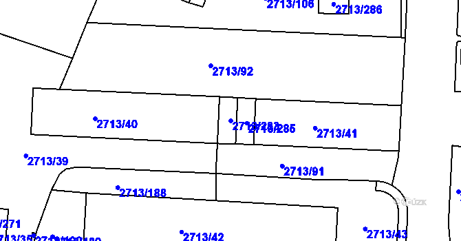 Parcela st. 2713/283 v KÚ Tachov, Katastrální mapa