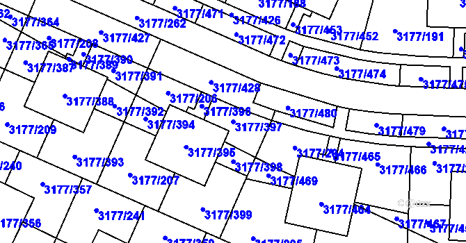 Parcela st. 3177/397 v KÚ Tachov, Katastrální mapa