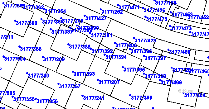 Parcela st. 3177/394 v KÚ Tachov, Katastrální mapa