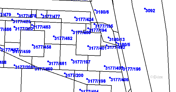 Parcela st. 3177/401 v KÚ Tachov, Katastrální mapa