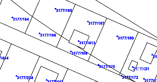 Parcela st. 3177/413 v KÚ Tachov, Katastrální mapa