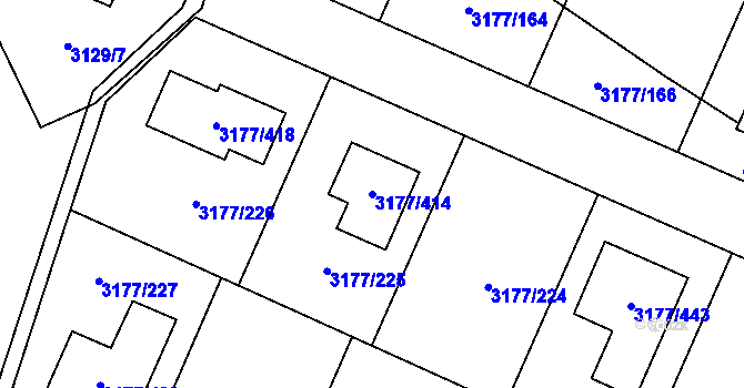 Parcela st. 3177/414 v KÚ Tachov, Katastrální mapa