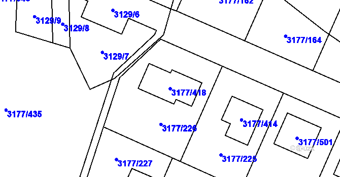 Parcela st. 3177/418 v KÚ Tachov, Katastrální mapa