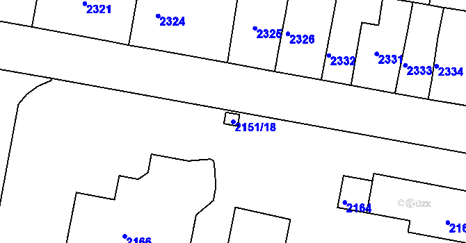 Parcela st. 2151/18 v KÚ Tachov, Katastrální mapa