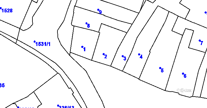 Parcela st. 2 v KÚ Tachov, Katastrální mapa
