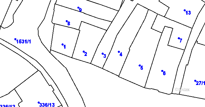 Parcela st. 3 v KÚ Tachov, Katastrální mapa