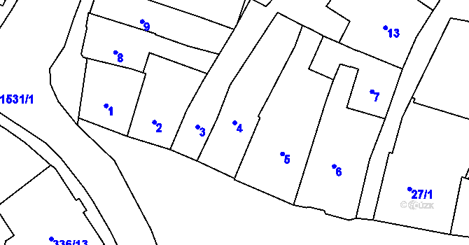 Parcela st. 4 v KÚ Tachov, Katastrální mapa