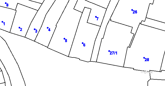 Parcela st. 6 v KÚ Tachov, Katastrální mapa