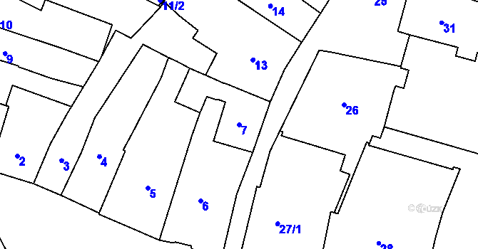 Parcela st. 7 v KÚ Tachov, Katastrální mapa