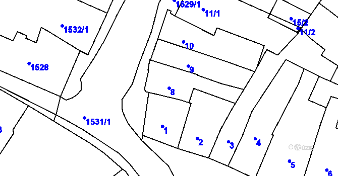 Parcela st. 8 v KÚ Tachov, Katastrální mapa