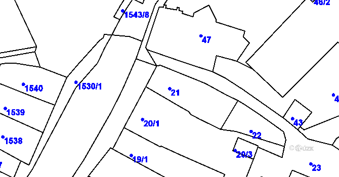 Parcela st. 21 v KÚ Tachov, Katastrální mapa