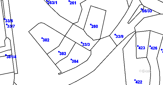 Parcela st. 33/3 v KÚ Tachov, Katastrální mapa