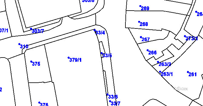 Parcela st. 33/5 v KÚ Tachov, Katastrální mapa