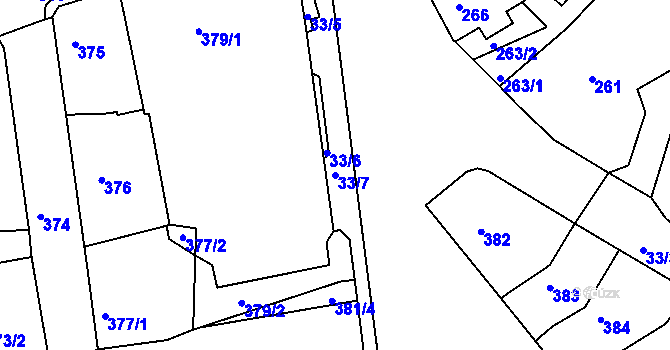 Parcela st. 33/7 v KÚ Tachov, Katastrální mapa
