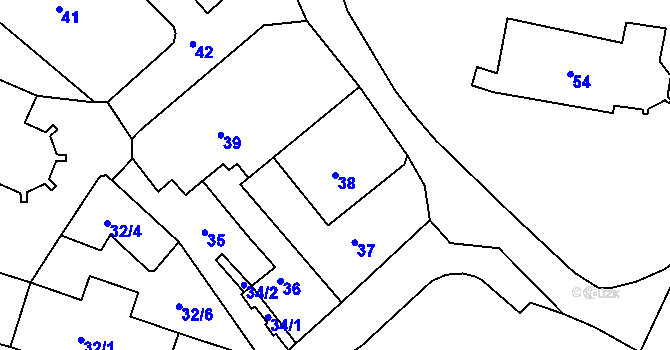 Parcela st. 38 v KÚ Tachov, Katastrální mapa