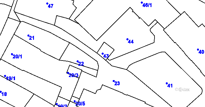 Parcela st. 43 v KÚ Tachov, Katastrální mapa