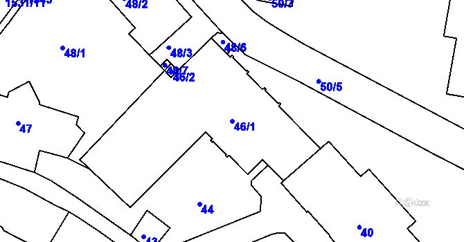 Parcela st. 46/1 v KÚ Tachov, Katastrální mapa