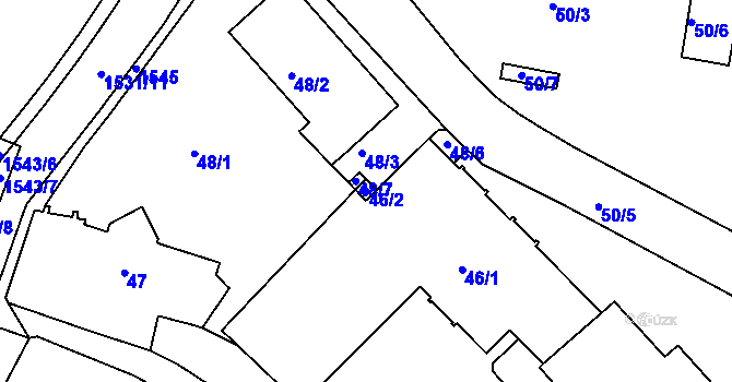 Parcela st. 46/2 v KÚ Tachov, Katastrální mapa